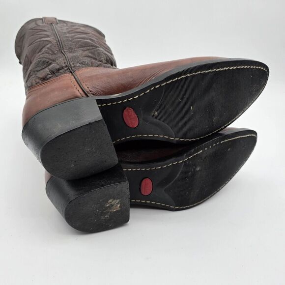 Durango Cowboy Boots Mens 9.5 D Brown Red Leather Western USA Vintage - Picture 6 of 11